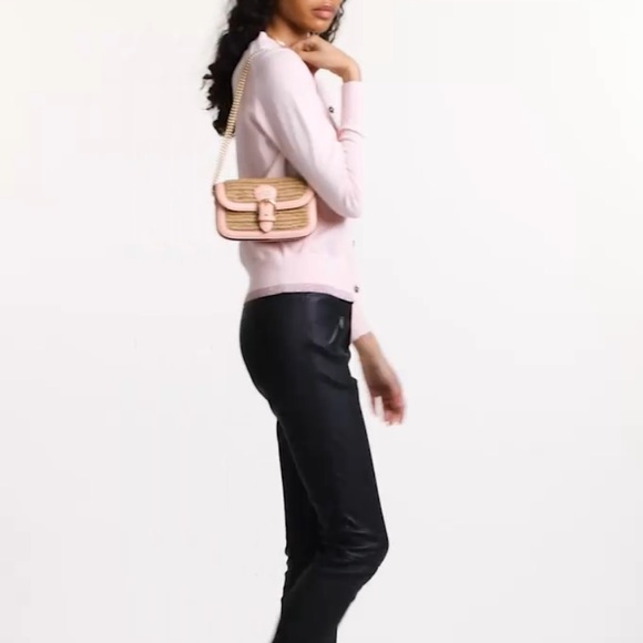 RARE🔥Authentic COACH Leather/suede/Straw flap logo Crosby/shoulder/wristlet bag - Picture 15 of 16